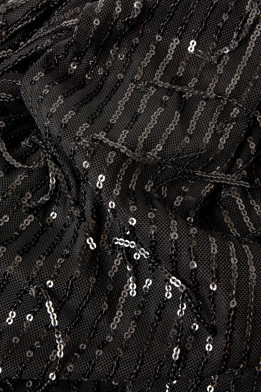 Zwarte Glittertop voor Vrouwen met Tassels en Doorzichtige Mouwen h5Afbeelding5