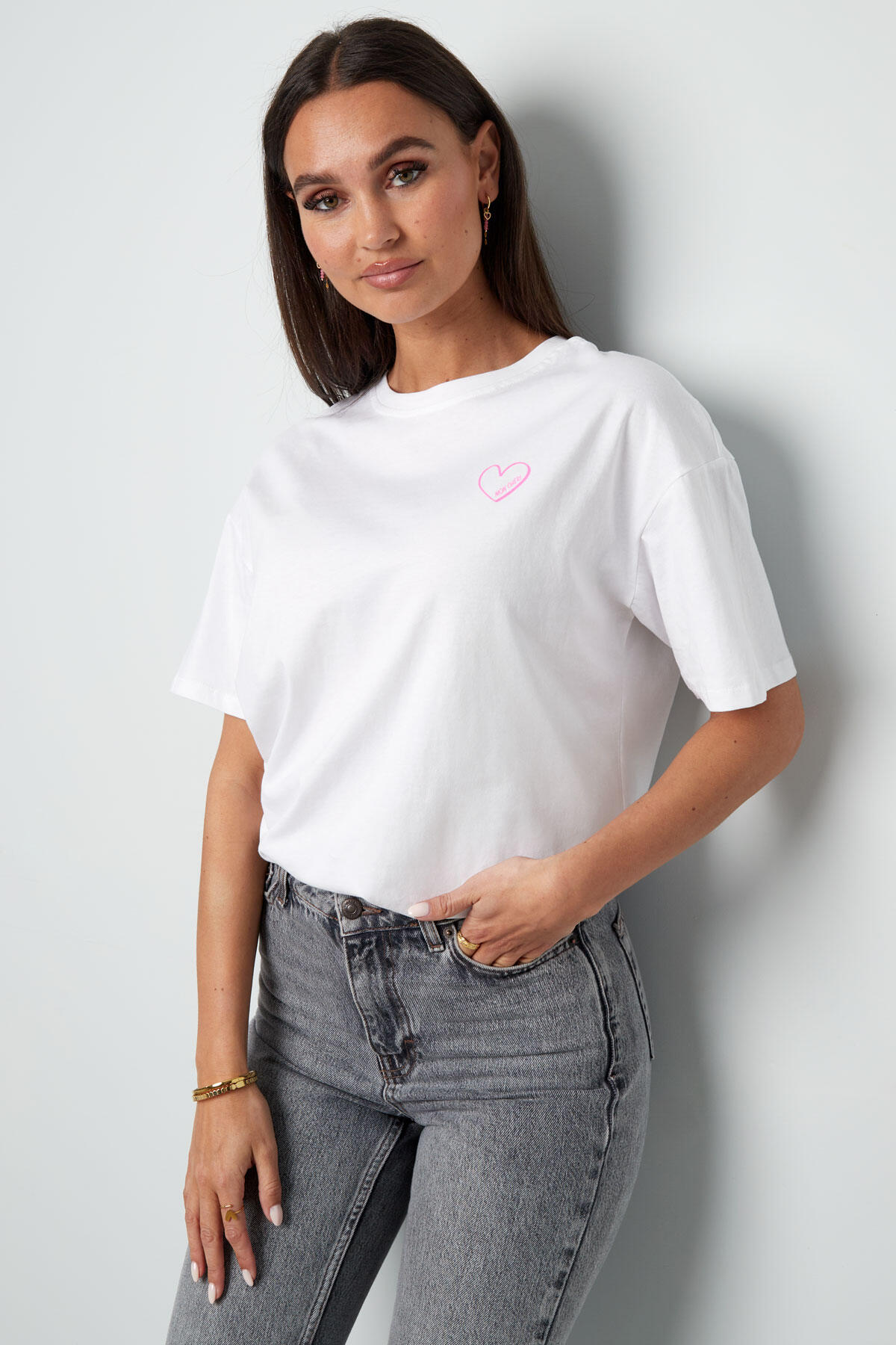 Cotton Women's T-shirt Oversized Embroidered Heart h5 Picture2
