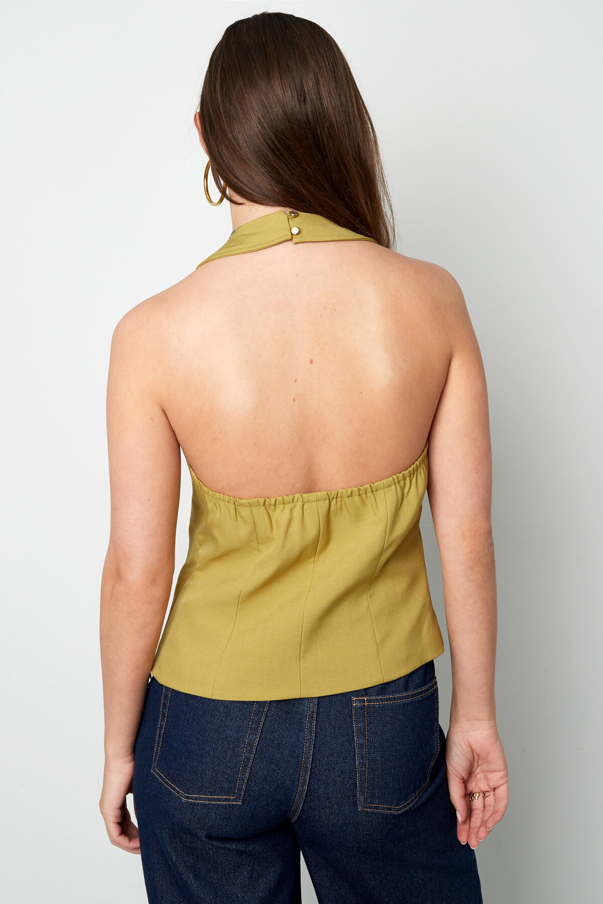 Geweven Polyestervezel Vrouwen Mouwloze Top Casual Boog Detail h5Afbeelding8