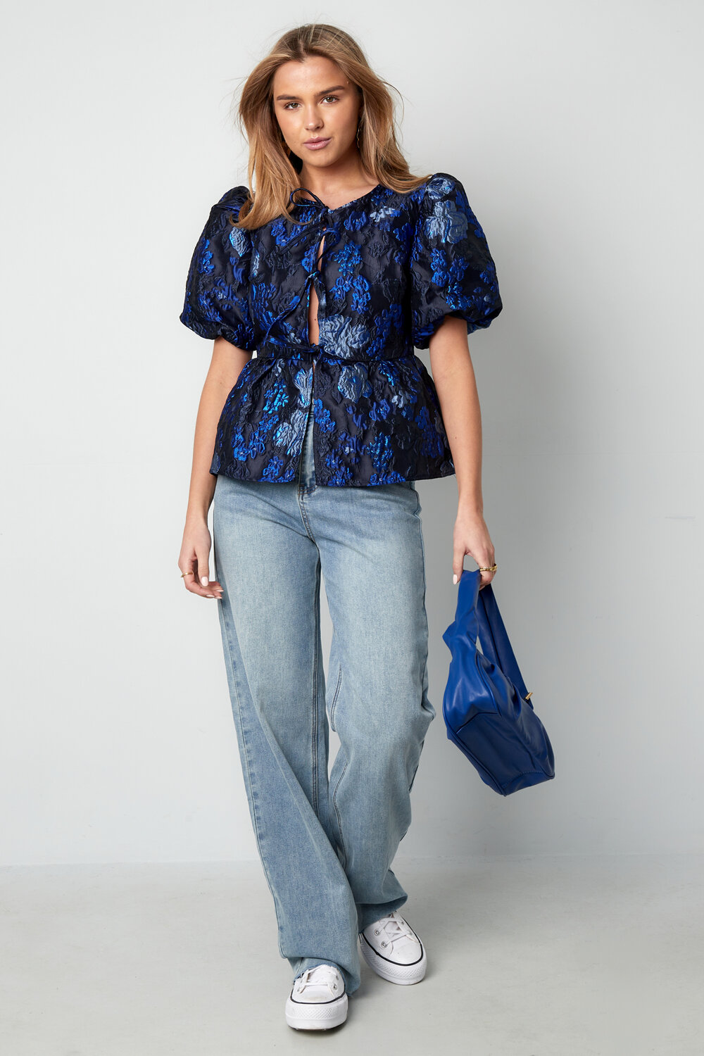 Woven Polyester Fiber Women's Short Sleeve Top Elegant Floral Print h5Picture9