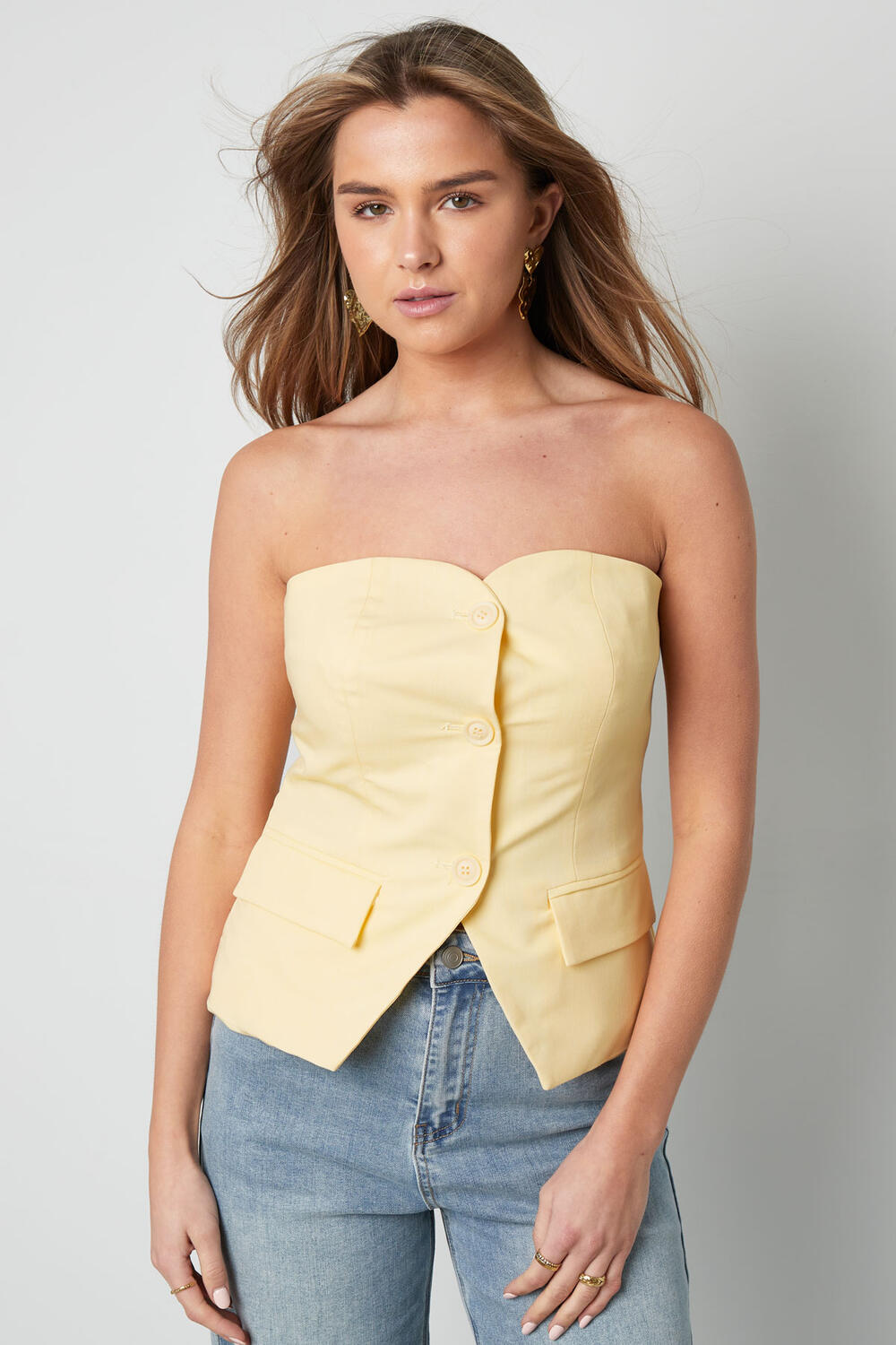 Polyester Vrouwen Mouwloze Top Gestructureerd Knopdetail h5Afbeelding6