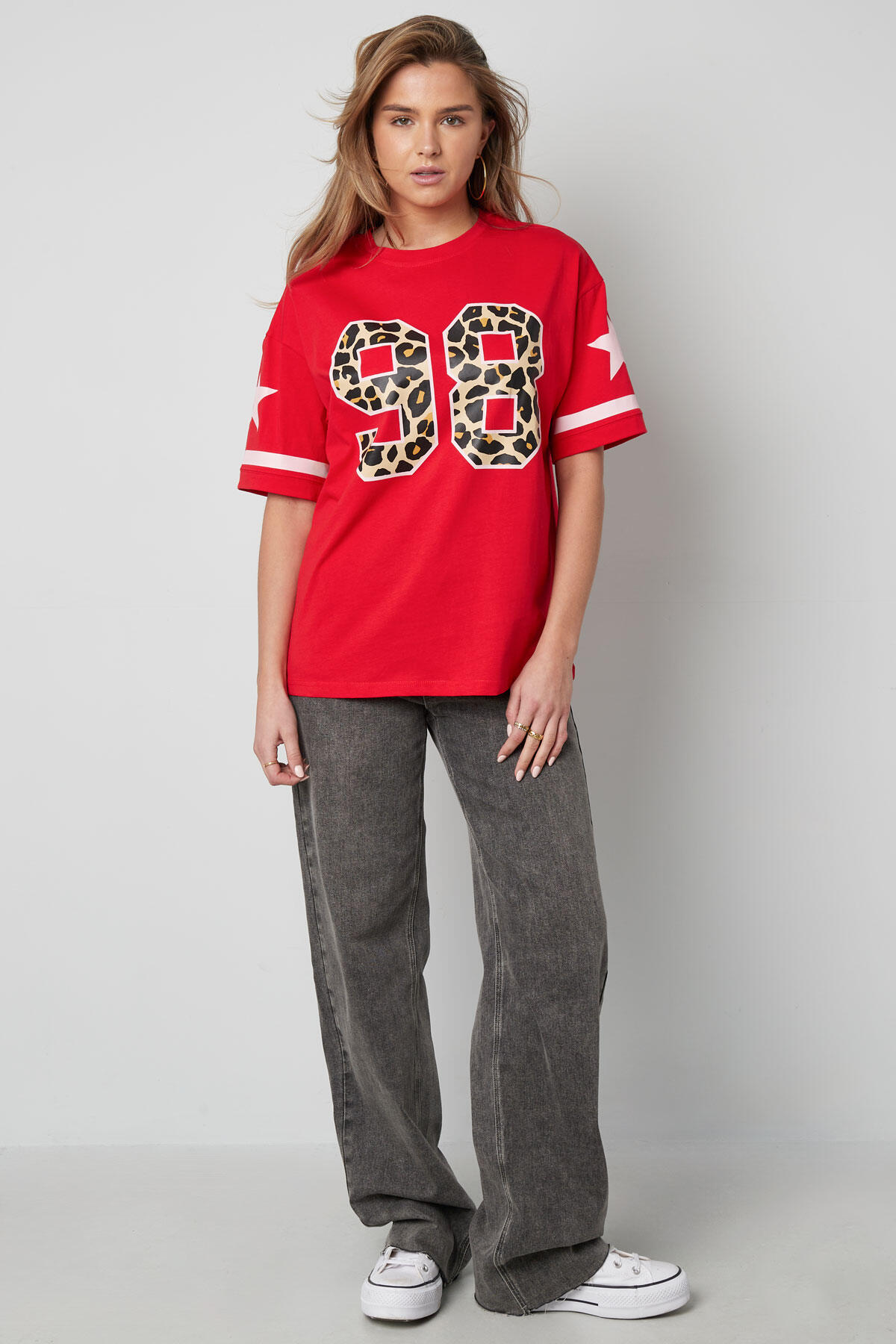 Cotton Women's T-shirt Oversized Leopard Print Number 98 h5Picture5