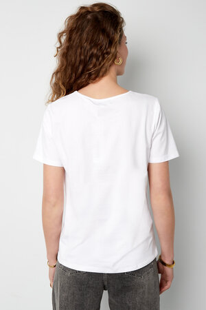 Cotton Women's V-Neck T-Shirt Embroidered Heart Design h5 Picture9