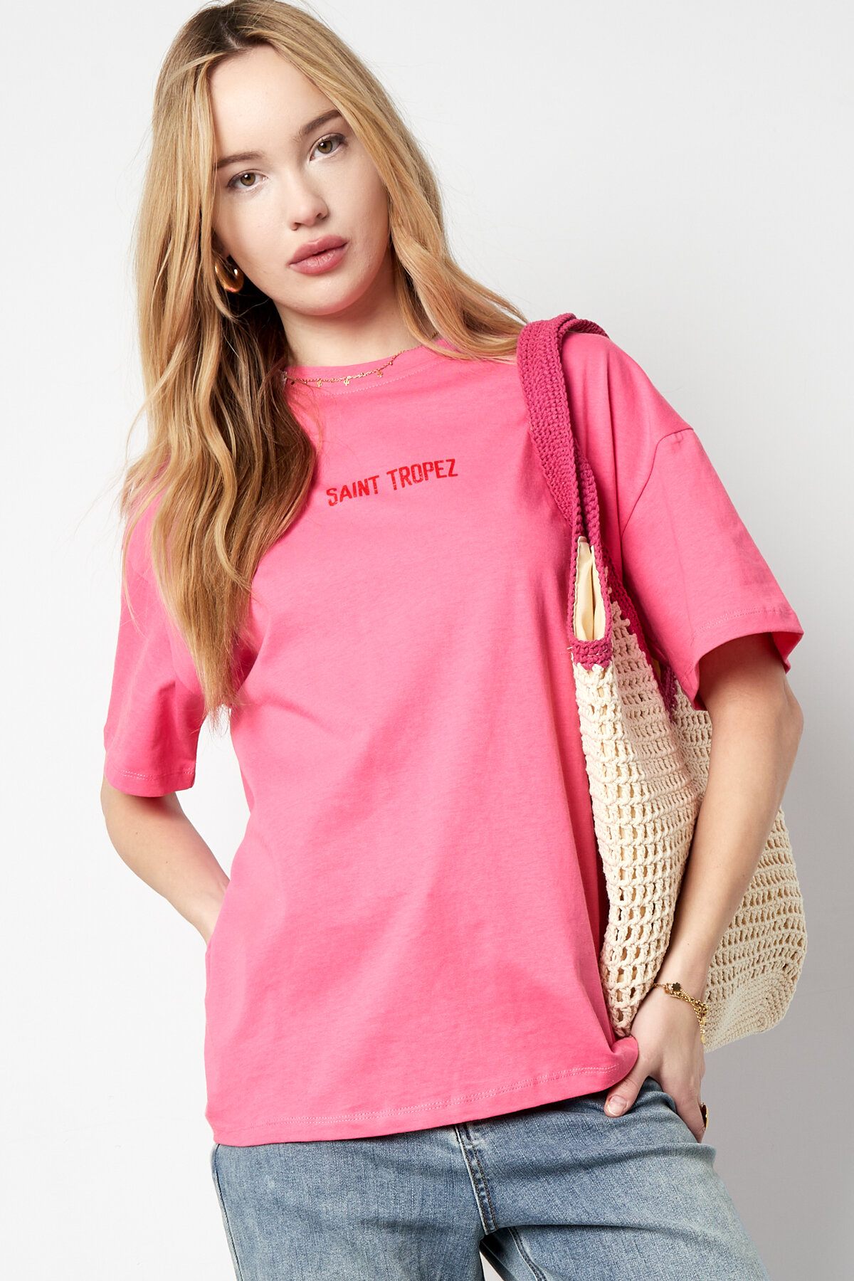 Cotton Women's T-shirt Oversized Saint Tropez Print Picture6