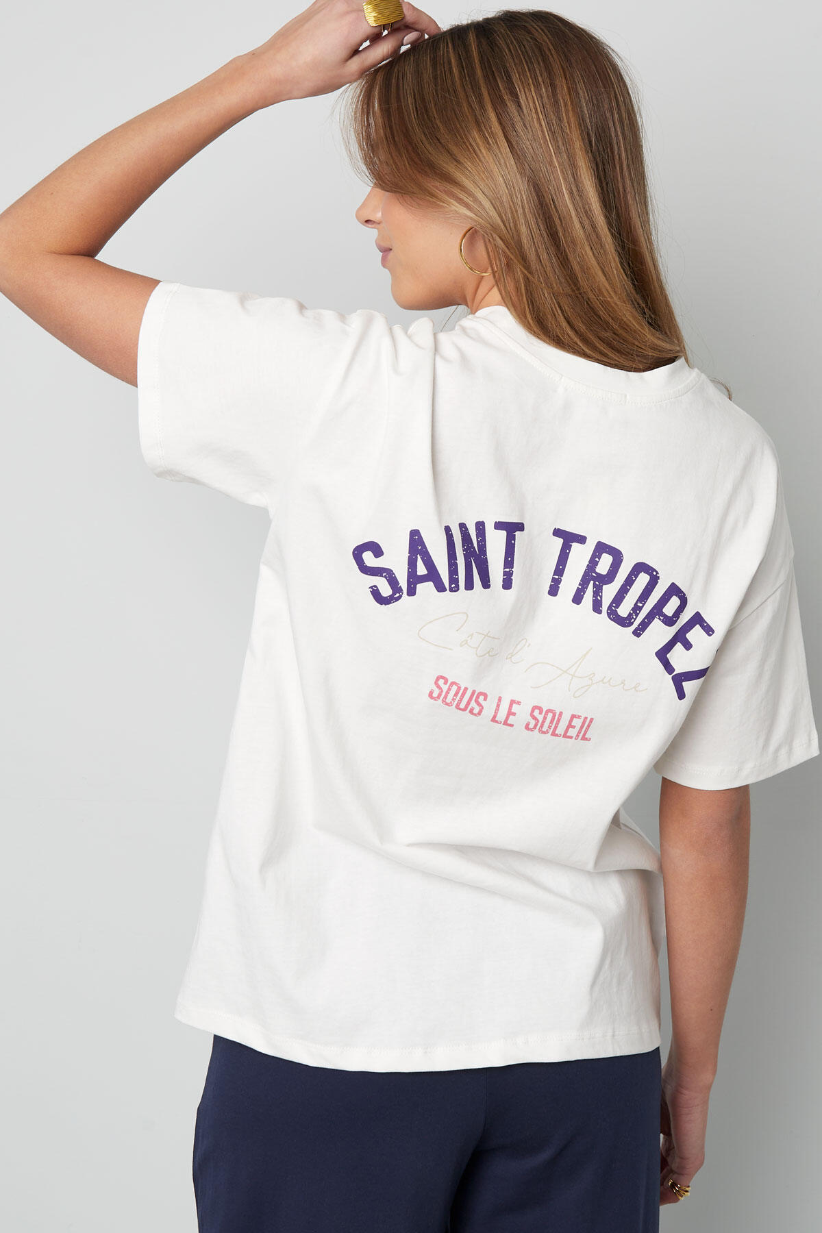 Cotton Women's T-shirt Oversized Saint Tropez Print h5 Picture5