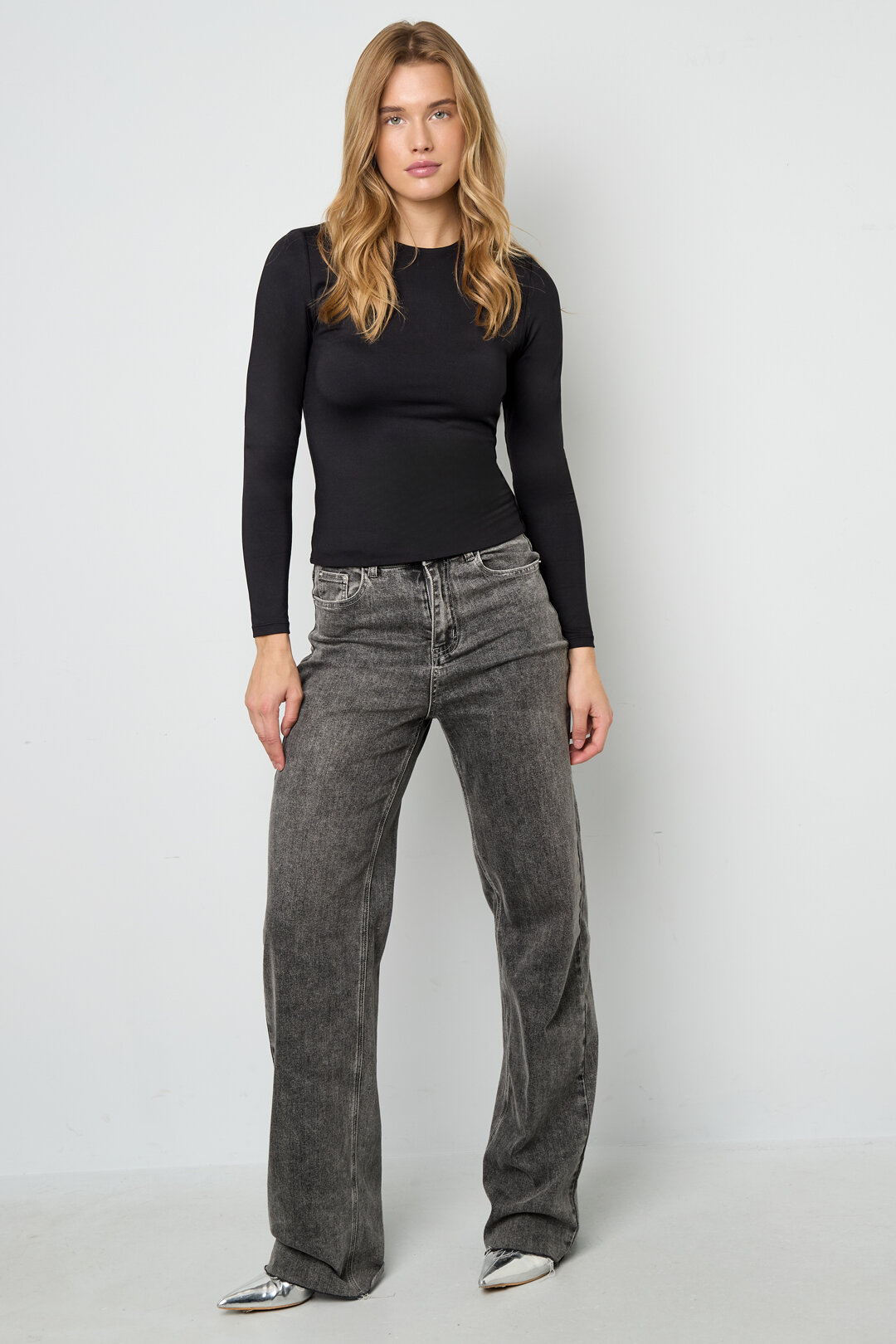 Knitted Nylon Women's Long Sleeve Top Basic Solid Color Picture7