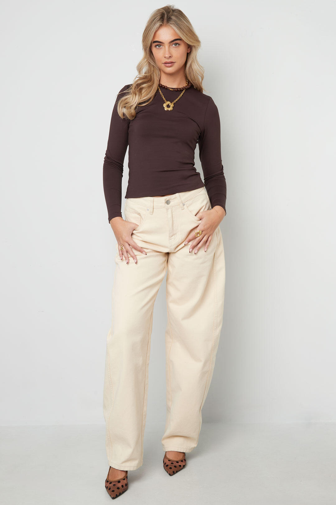 Knitted Nylon Women's Long Sleeve Top Basic Solid Color Picture13
