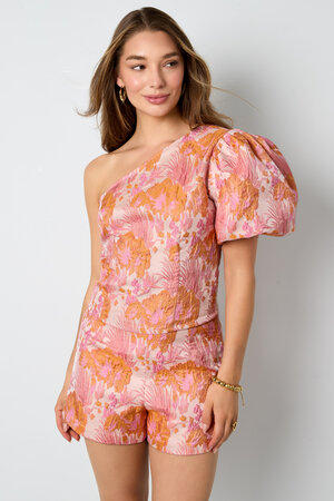 Woven Polyester Fiber Women's One Shoulder Top Elegant Floral Print h5 Picture7