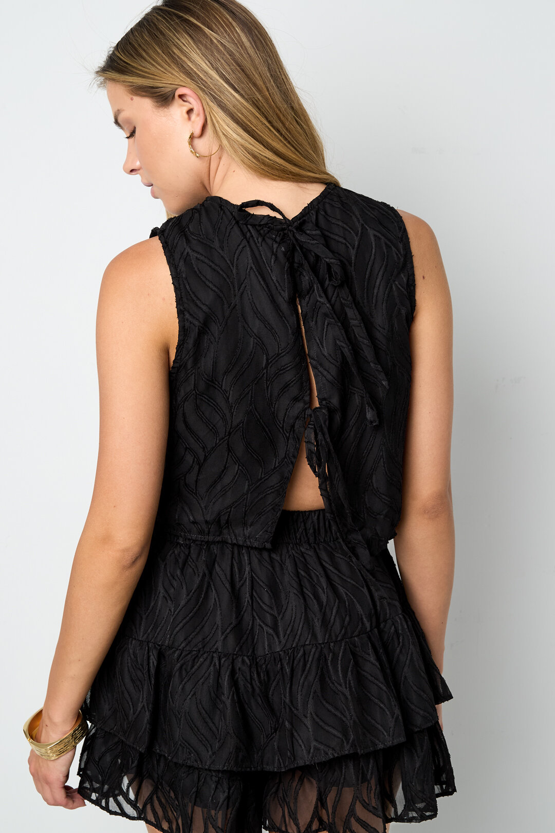 Woven Polyester Fiber Women's Sleeveless Tops Elegant Botanical 2-piece Set h5 Picture8