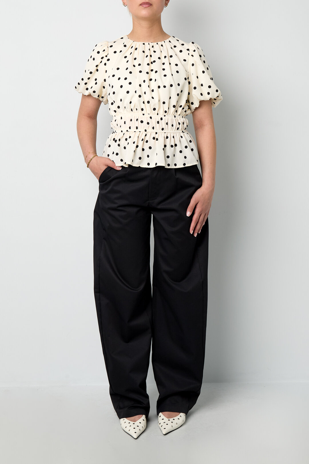 Peplum-Top mit Polka-Dots