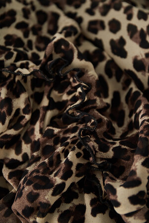 Women's Leopard Print V-Neck Blouse With Ruffled Hem And Short Flared Sleeves h5 Picture4