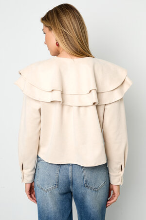 Woven Polyester Fiber Women's Blouse Elegant Ruffle Trim h5 Picture6
