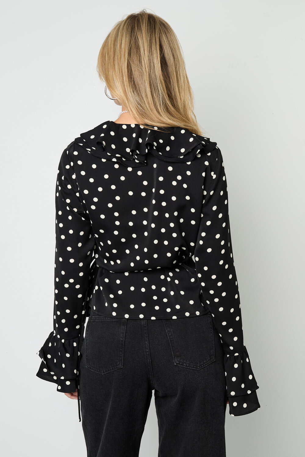 Woven Polyester Fiber Women's Blouse Elegant Polka Dots h5Picture7