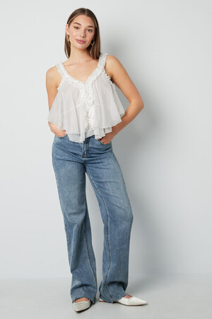 Woven White Sleeveless Top Casual Solid Color Ruffle Edge h5 Picture5