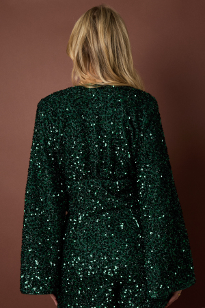 Woven Polyester Fiber Women's Long Sleeve Tops 2-Piece Set Sequins h5 Picture9