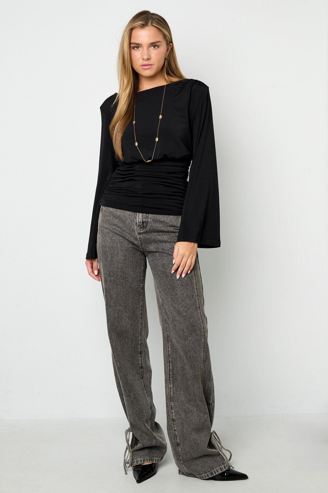 Gewebte Polyesterfasern Damen Langarmshirt Elegantes Einfarbiges Herbst/Winter h5 Bild5
