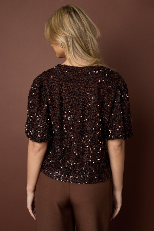Woven Polyester Fiber Vrouwen Korte Mouwen Tops Elegant Sequins h5 Afbeelding11