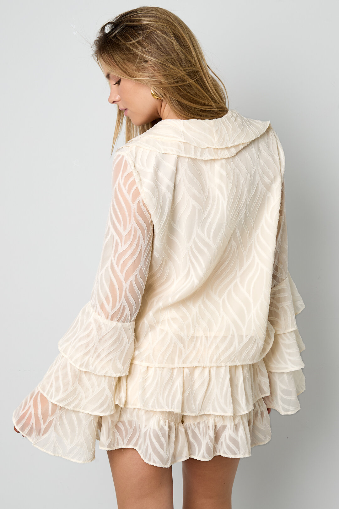 Woven Polyester Fiber Women's Long Sleeve Tops Elegant Botanical h5 Picture4