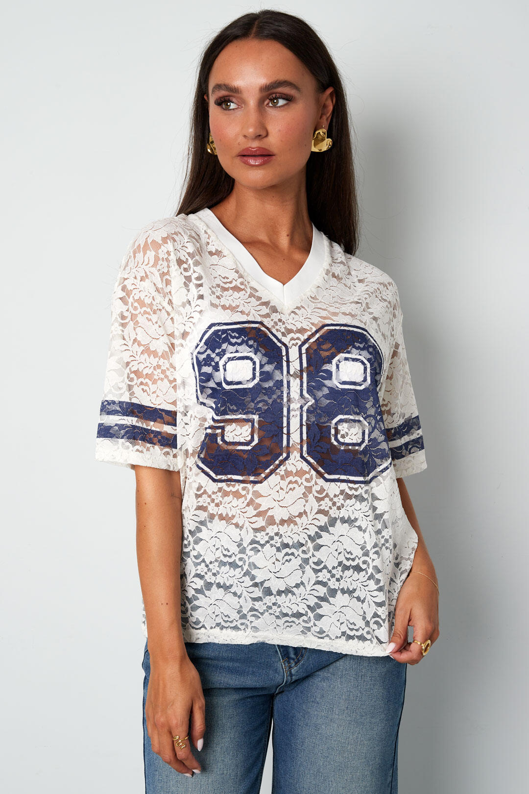 Woven Polyester Fiber Damen T-Shirt Sporty Color Clash Bild7