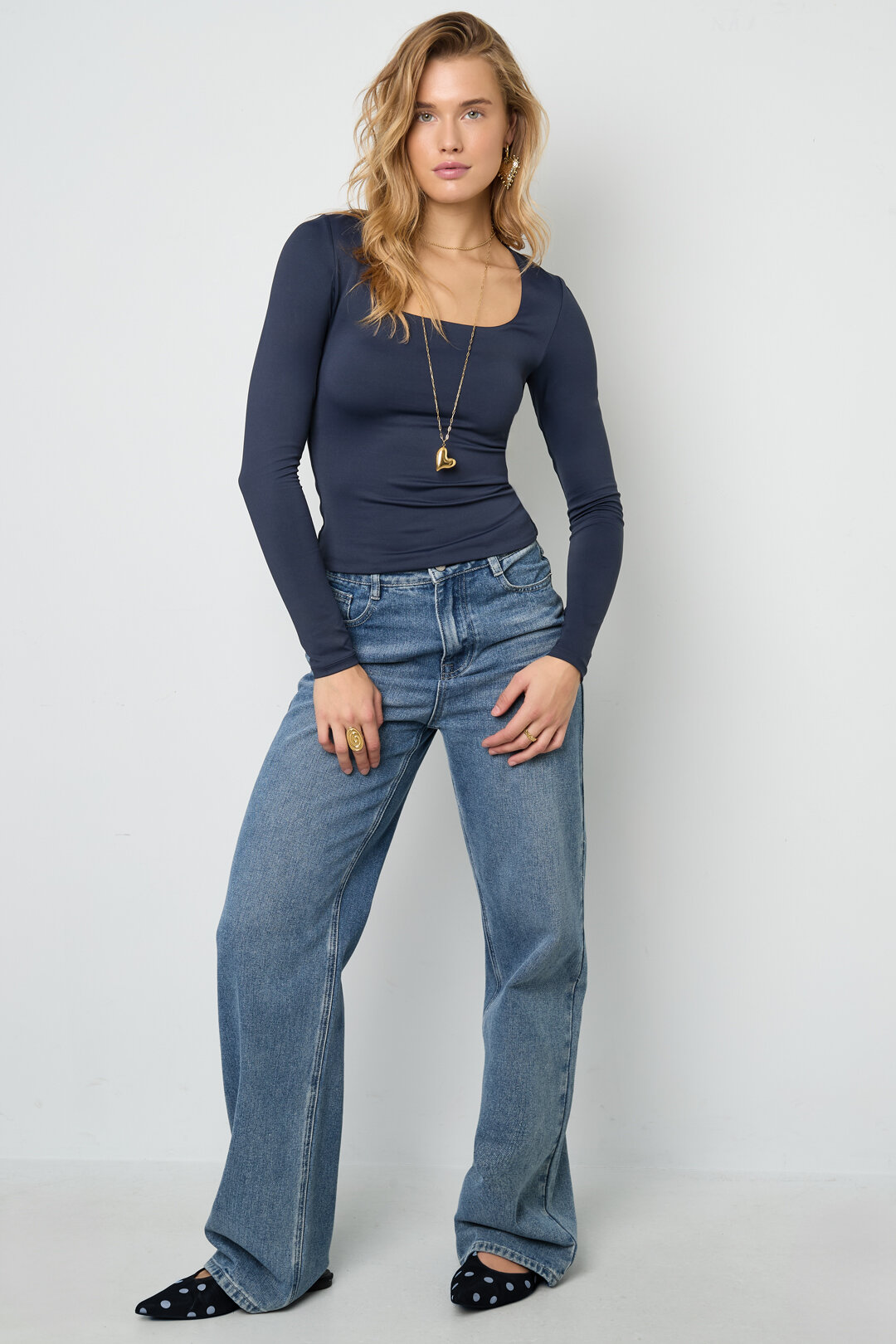 Knitted Nylon Women's Long Sleeve Top Basic Solid Color Picture5