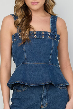 Eyelet Statement Denim Top h5 Picture7