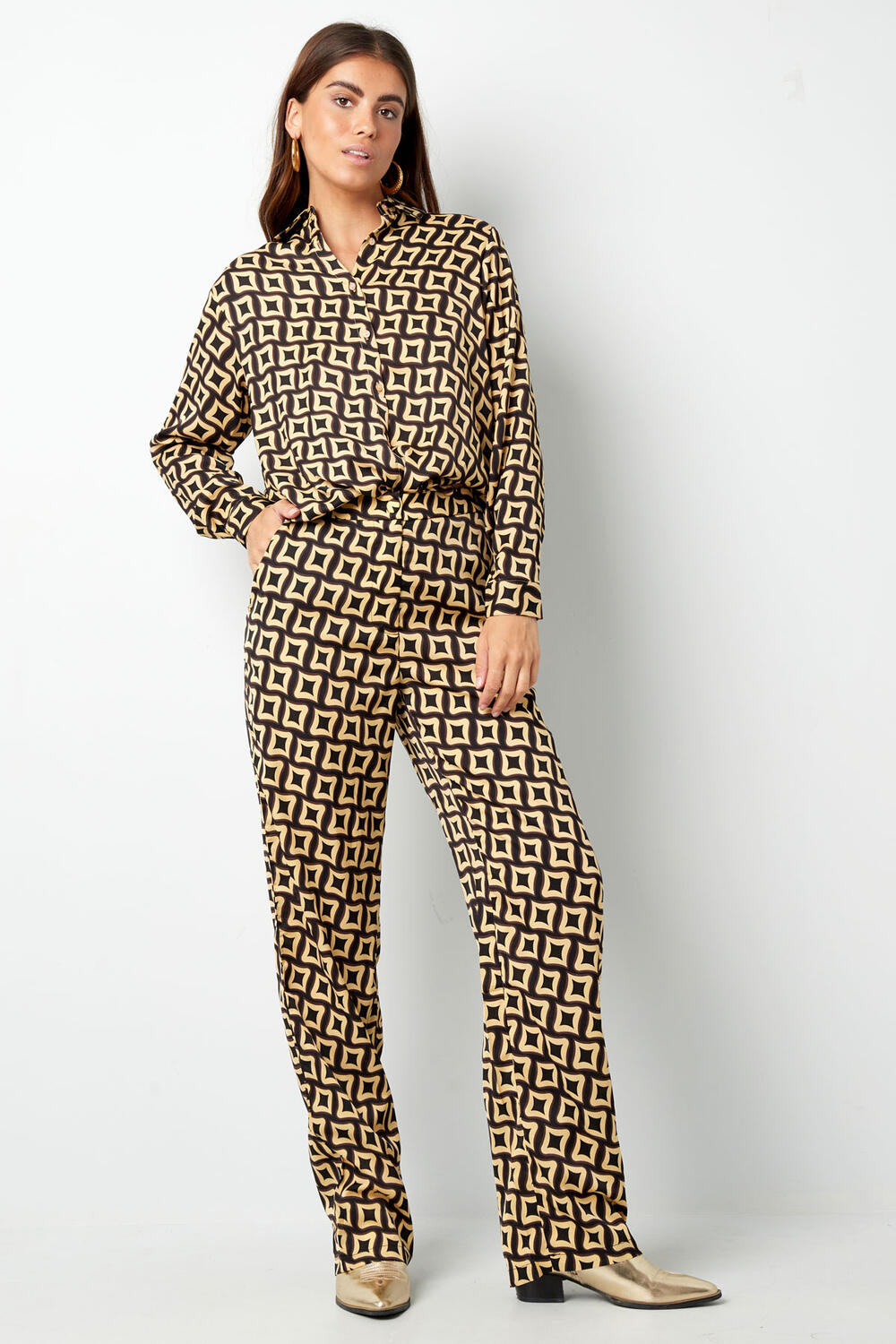 Woven Women's Straight Pants Color Block h5Picture4