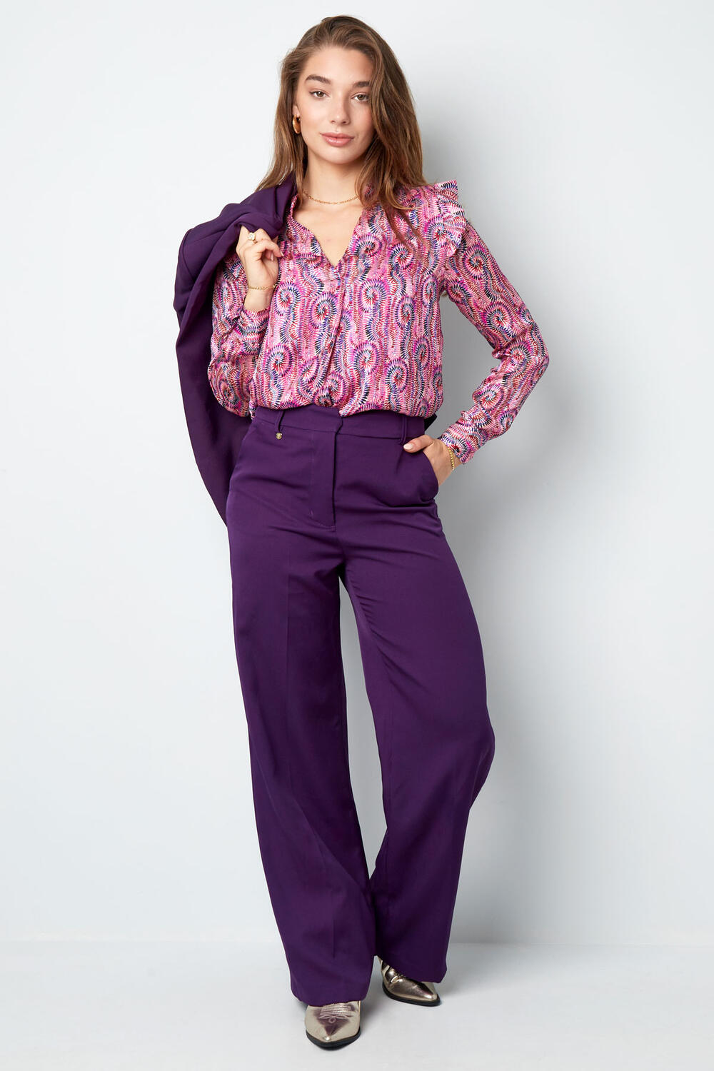 Pantalon met plooi h5Afbeelding9