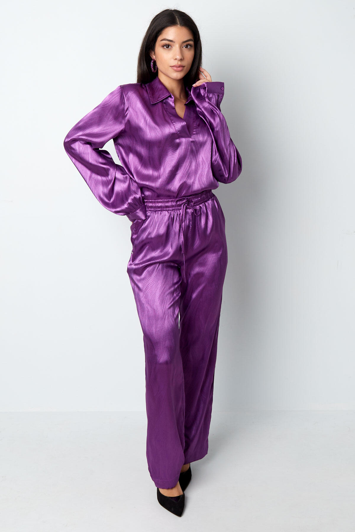 Polyester Damen Weite Hose Satin Finish h5 Bild5
