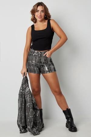 High-Waisted Women's Shorts with Geometric Print in Cotton Blend Fabric h5 Picture9