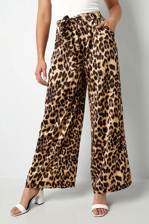 Polyester Women's Wide Leg Pants Leopard Print High Waist h5 Picture2