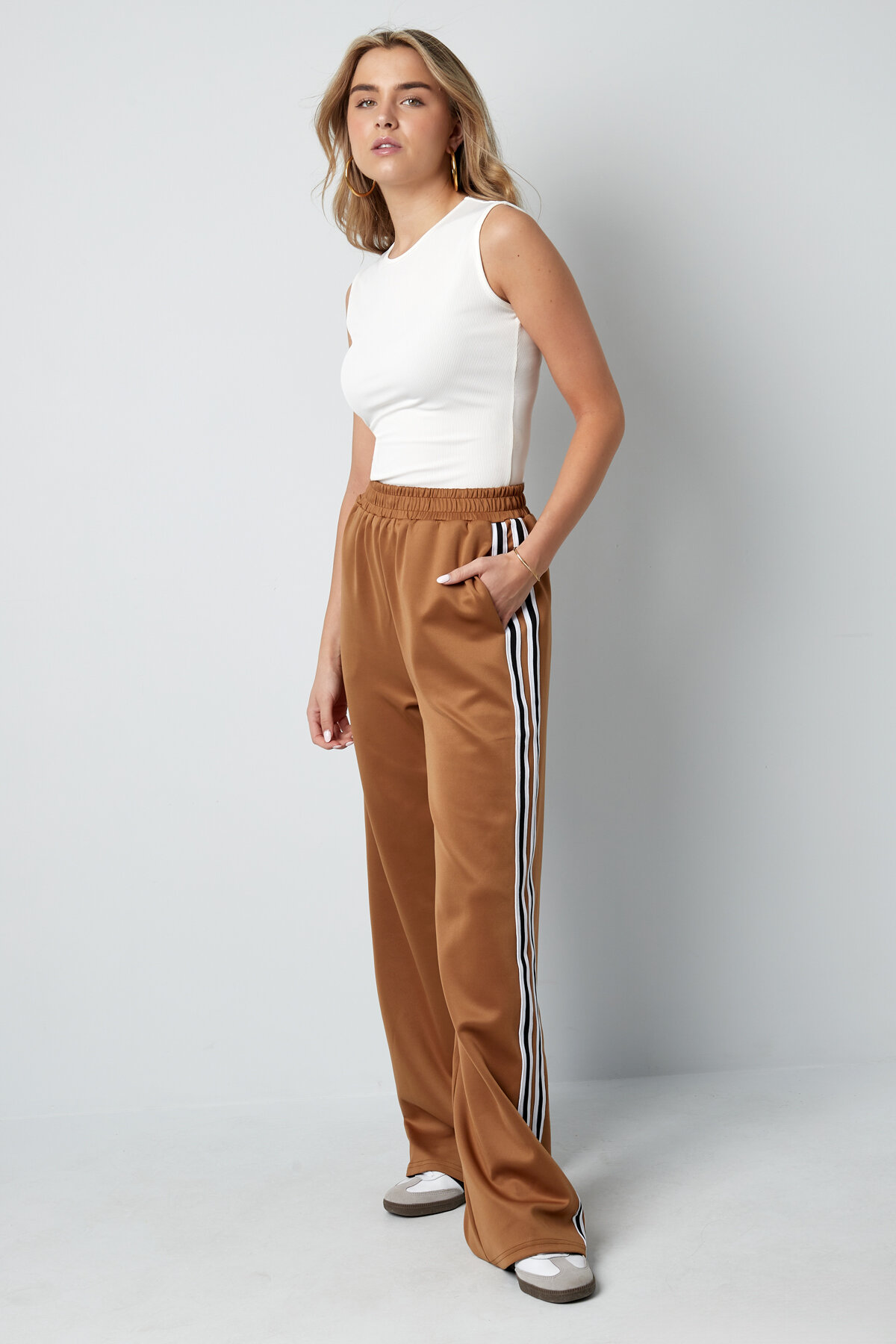 Woven Women's Straight Pants Sporty Solid Color h5 Picture10