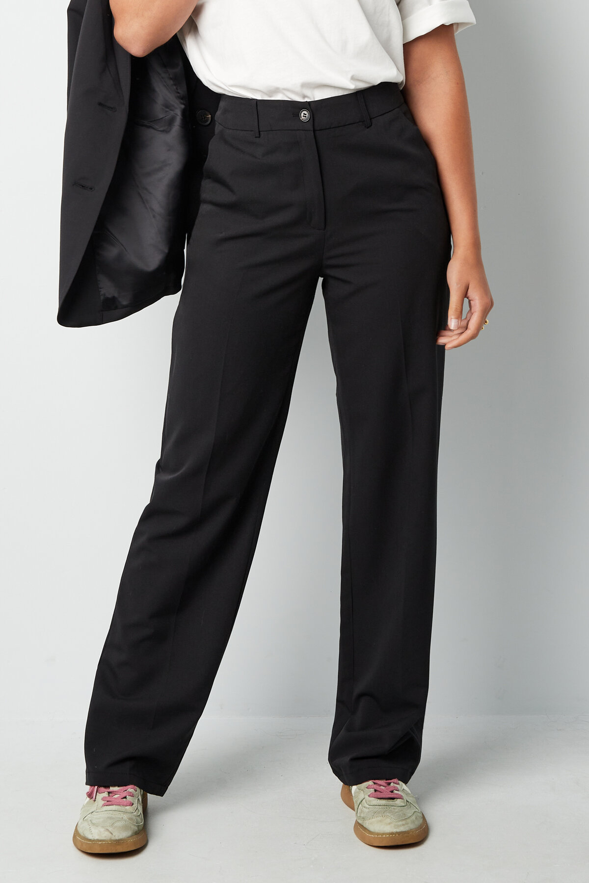 Woven Solid Color Women's Straight Pants All Fit h5 Picture2