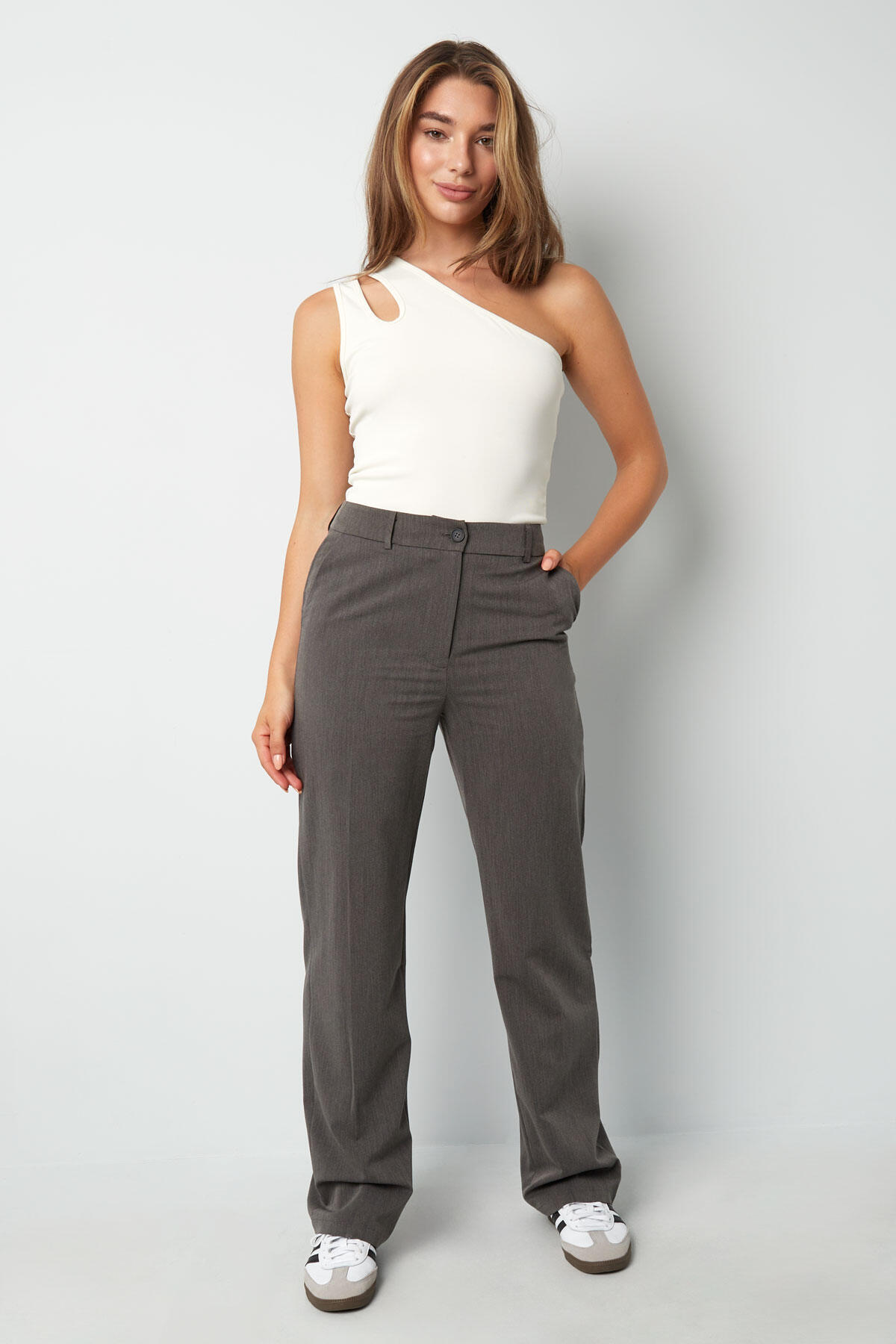 Woven Solid Color Women's Straight Pants All Fit Picture8