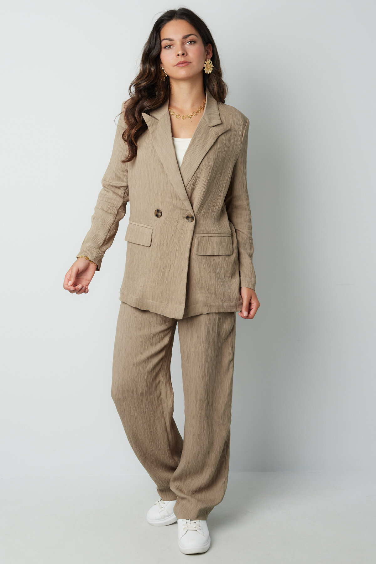 Pantalon Droit Femme Tissé Casual Couleur Unie Image7