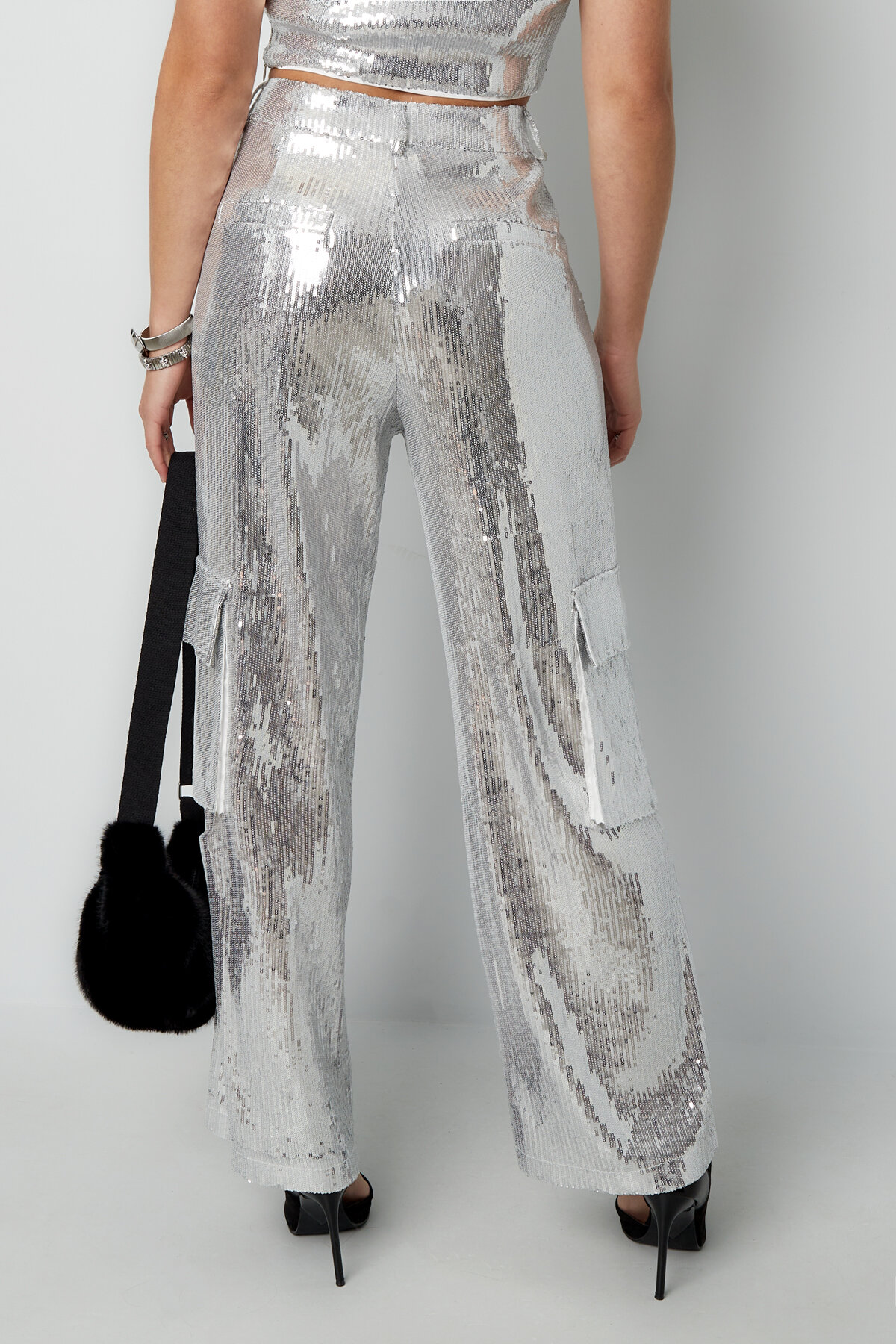 Tessuto Paillettes Donna Pantaloni Dritti Eleganti h5 Immagine5