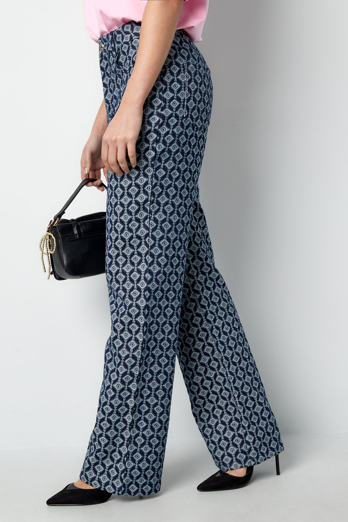 Cotton Woven Women's Straight Leg Pants Geometric Pattern Picture8