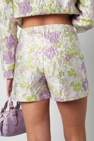 Shorts da Donna in Fibra di Poliestere Tessuta Stampa Floreale Elegante h5 Immagine8