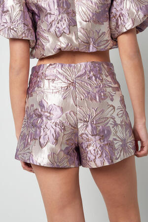 Shorts da Donna in Poliestere con Vita Alta Stampa Floreale h5 Immagine8