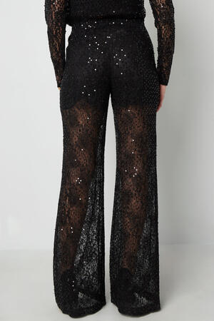 Women's High-Waisted Wide-Leg Sequined Trousers with Mesh Paneling h5 Picture4