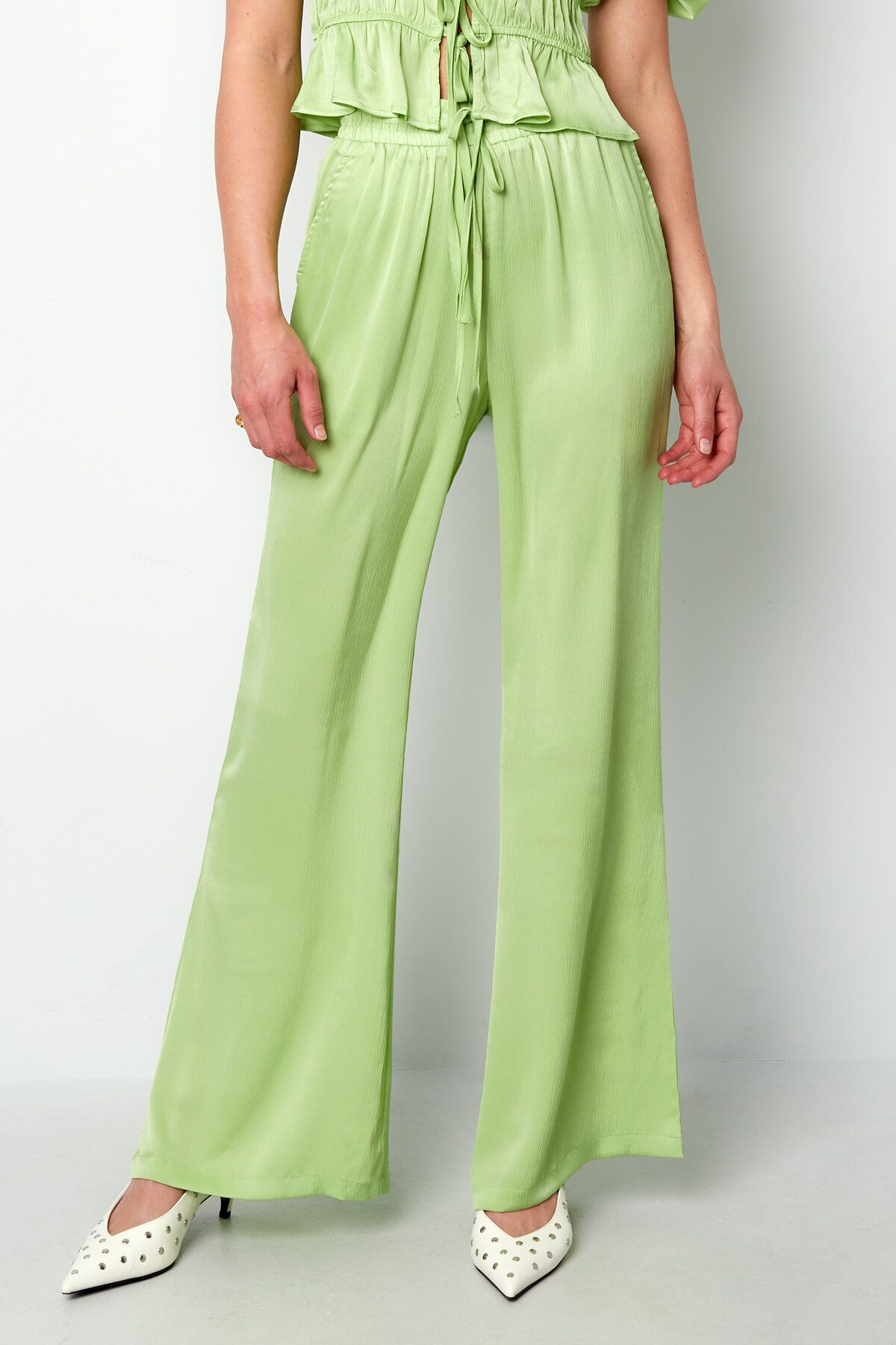 Gewebte Polyester Damen Gerade Hosen Casual Einfarbig Frühling/Sommer h5 Bild4