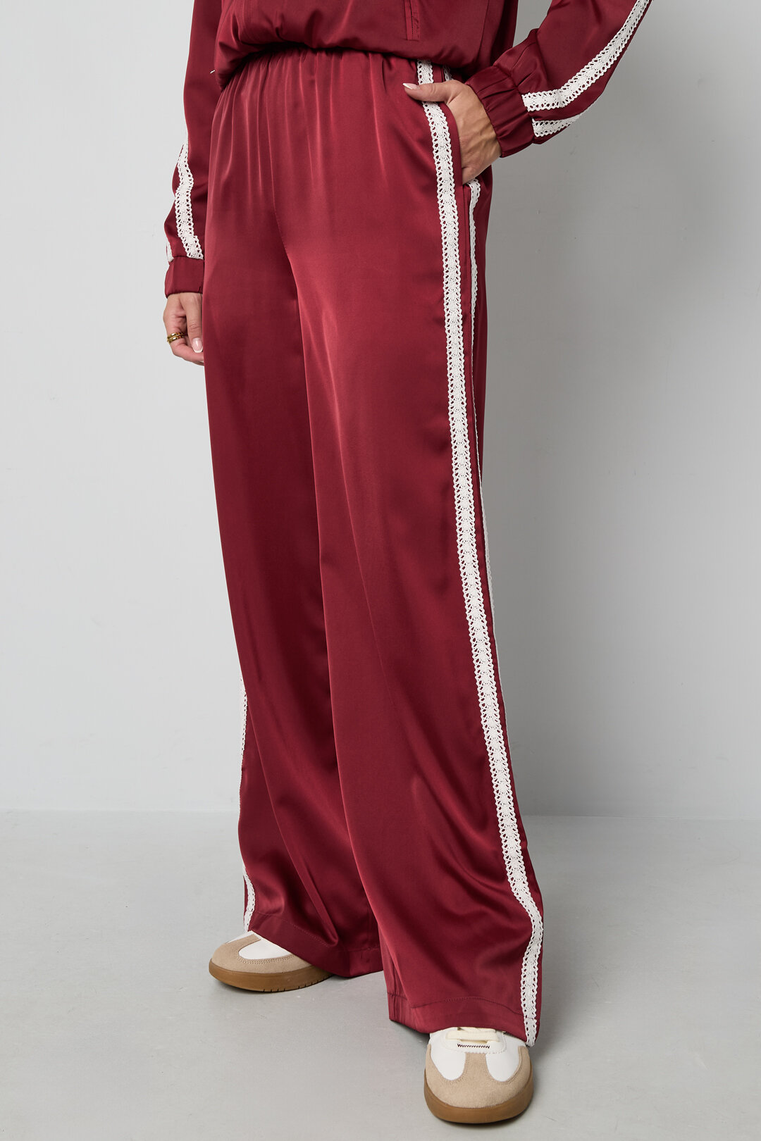 Tessuto Fibra di Poliestere Pantaloni Dritti Donna Sportivo Contrasto di Colori h5 Immagine9