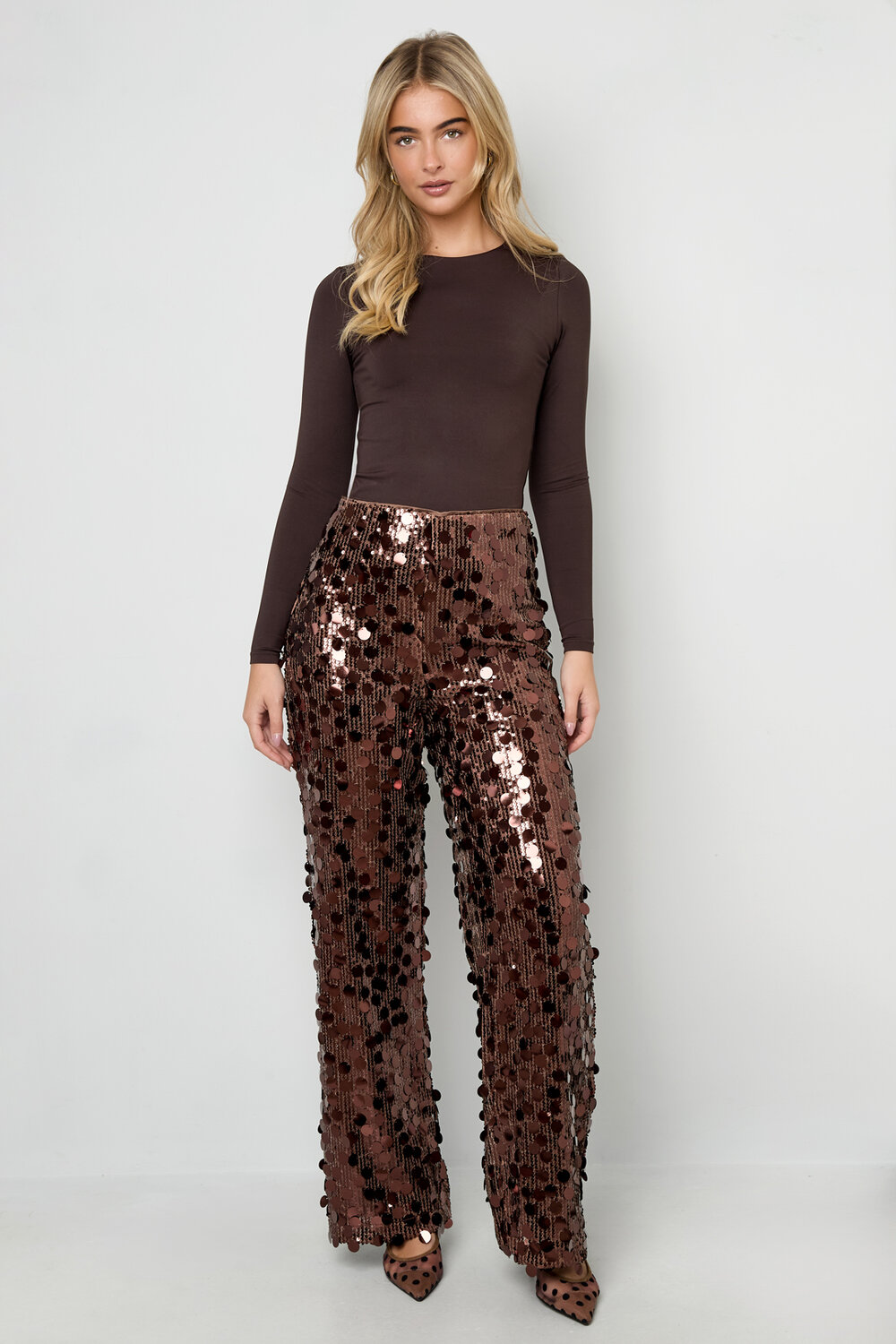 Gewebte Polyesterfaser Damen Gerade Hose Pailletten Elegant h5Bild9