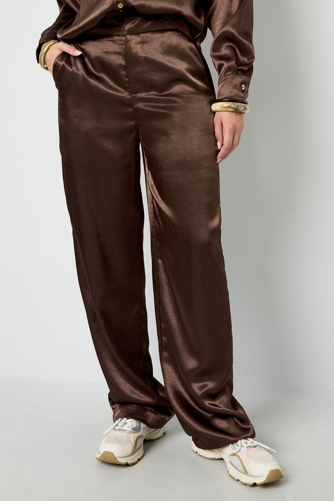 Woven Polyester Fiber Women's Straight Pants Casual Solid Color Fall/Winter Picture9