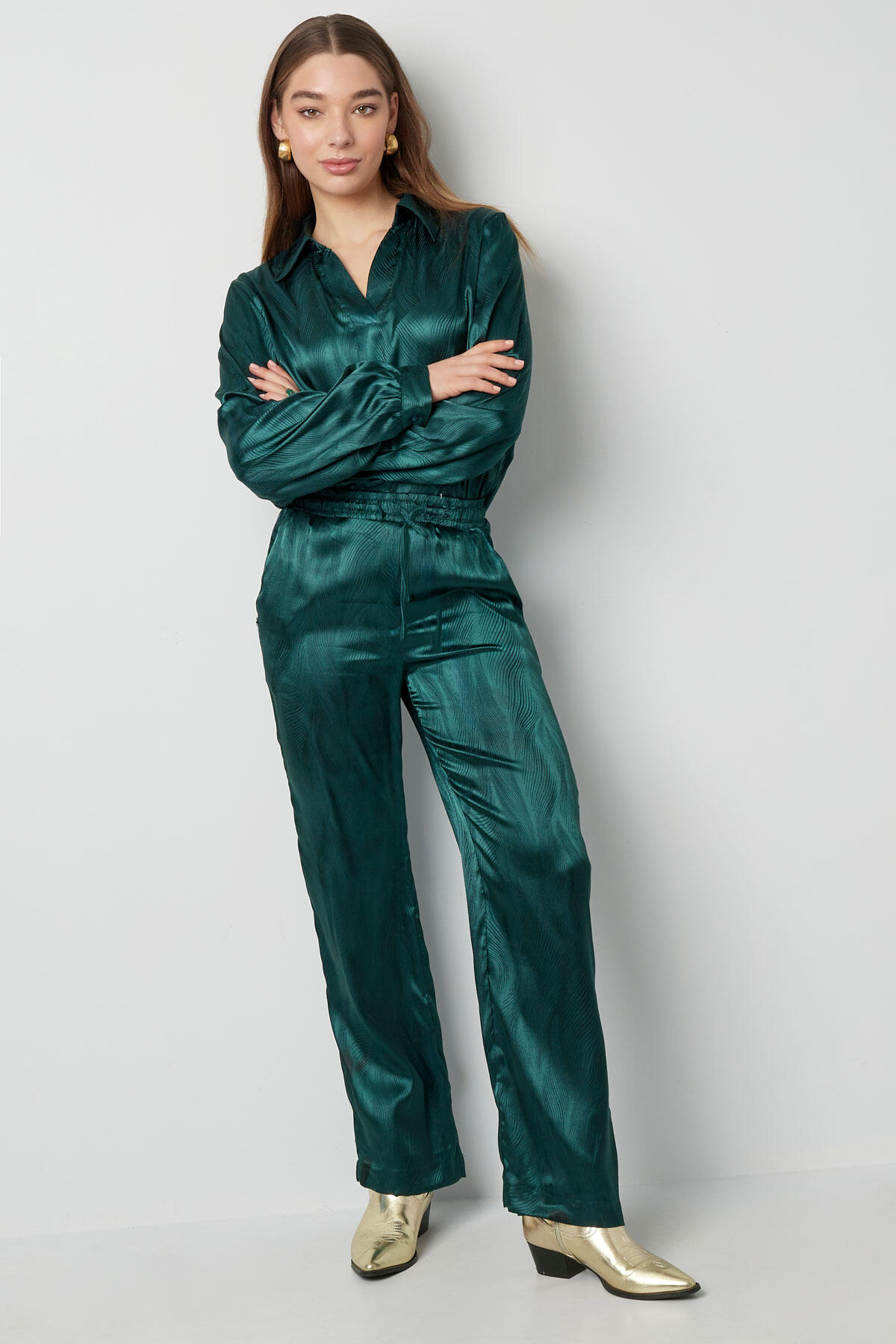 Polyester Damen Weite Hose Satin Finish h5 Bild6