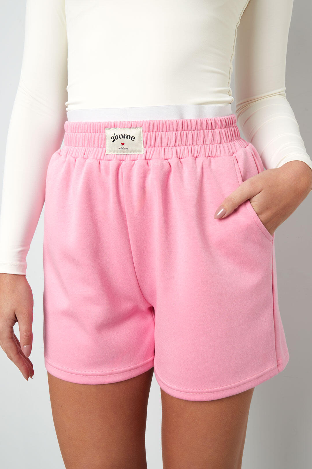 Knitted Polyester Fiber Women's Casual Shorts Sporty Solid Color h5 Picture10