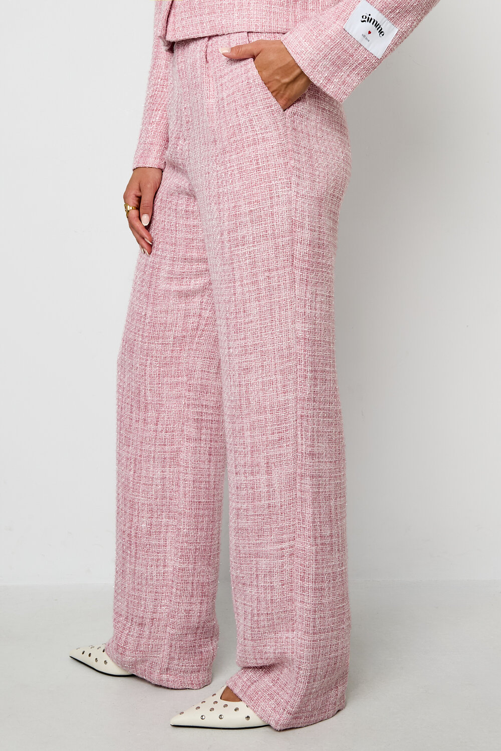 Tessuto Fibra di Poliestere Pantaloni Dritti Donna Eleganti a quadri Autunno/Inverno h5Immagine7
