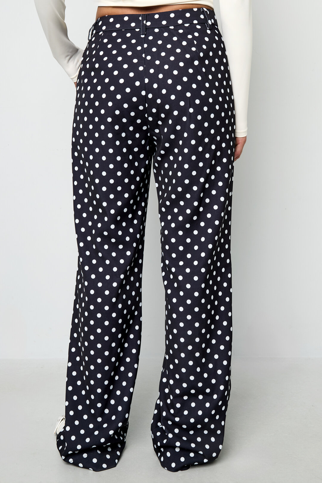 Woven Polyester Fiber Women's Straight Pants Elegant Polka Dots h5 Picture9