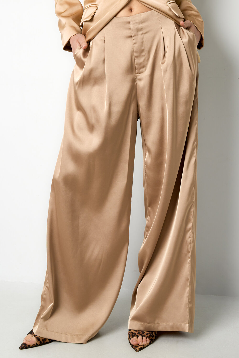 Woven Polyester Fiber Women's Straight Pants Casual Solid Color h5Picture7