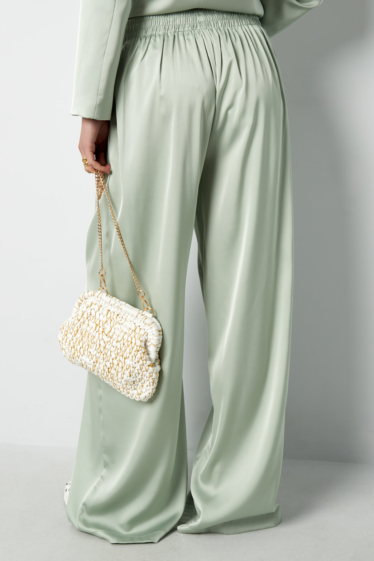 Woven Polyester Fiber Women's Straight Pants Casual Solid Color h5 Picture8
