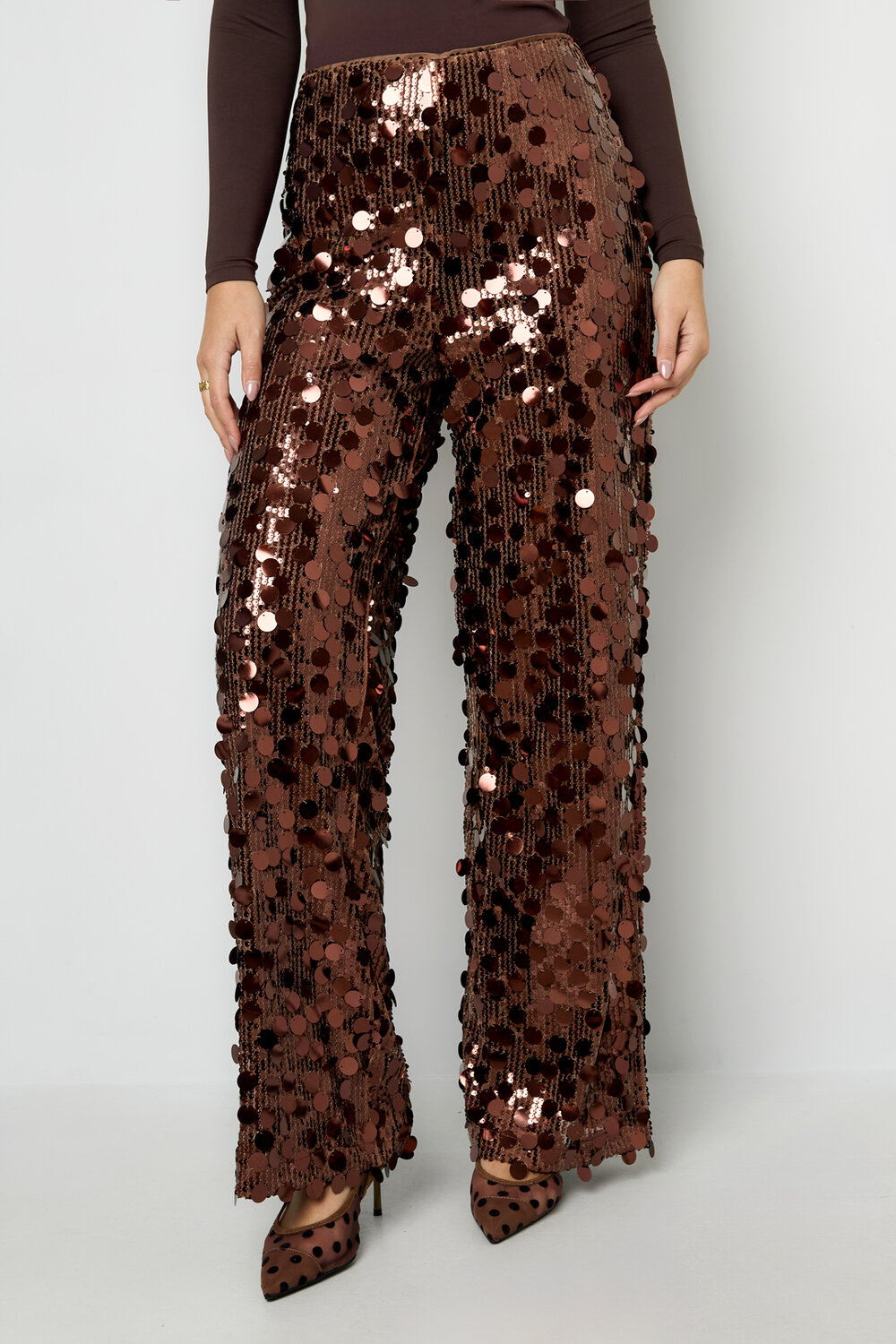Gewebte Polyesterfaser Damen Gerade Hose Pailletten Elegant h5Bild4